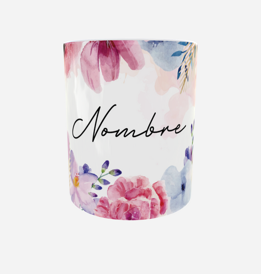 Taza Floral Personalizable